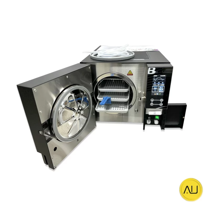 Puerta abierta bandejas dotacion autoclave IcanClave D Pro 12 Black-Negro en venta para comprar en la tienda de Tattooclav.es