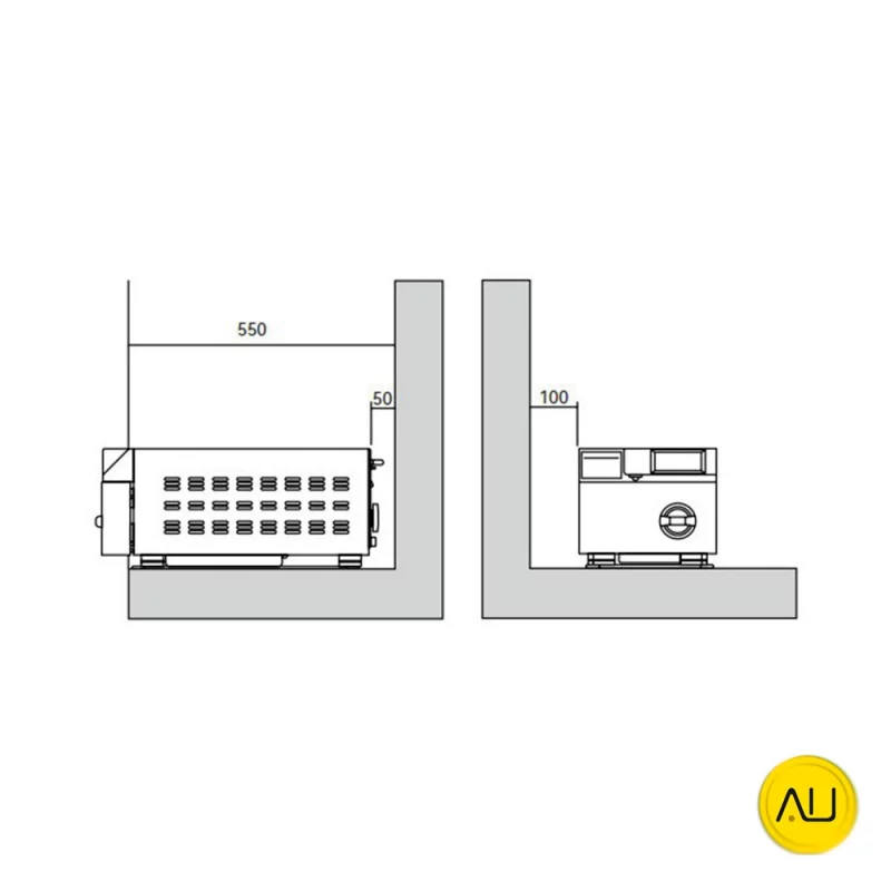 Espacio ubicación dimensiones autoclave Lafomed 3L Pro en venta para comprar en la tienda de Tattooclav.es